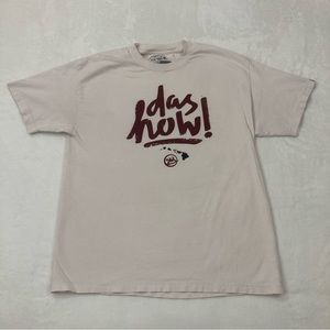 Hawaiian Style Das How! White Hawaii Aloha Surf Skate Fishing Shirt Mens Size L